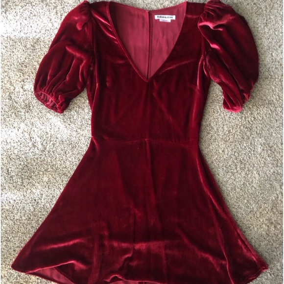 Reformation Peri Crimson Red Velvet Mini Dress - Picture 2 of 7